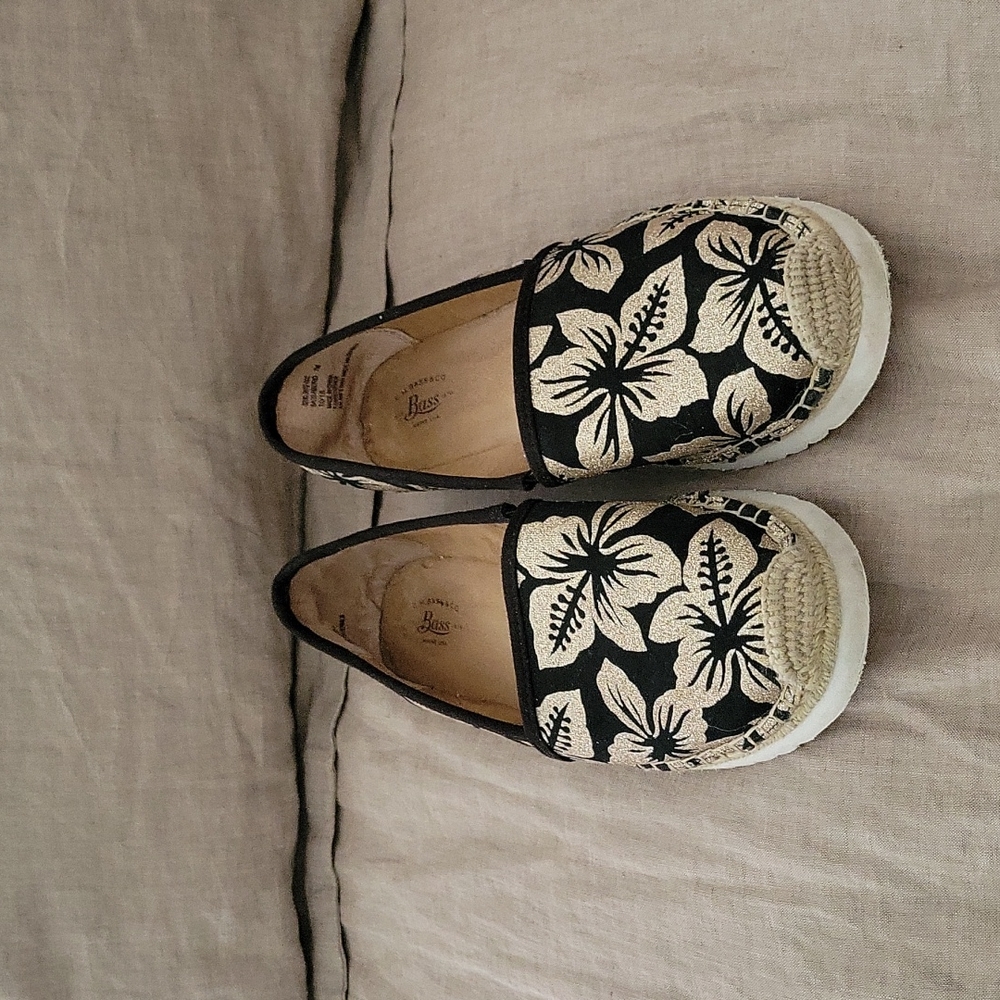 😊 Host Pick G.H. Bass Women's Madrid Espadrille Blk/gold sparkle slip on 7. - Picture 2 of 12